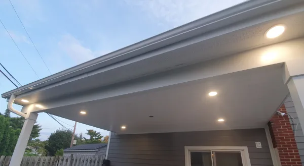 Installation of porch fan, tv, electrical outlets, control lighting